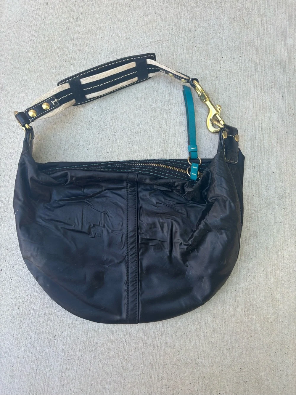 Black Coach Shoulder Hobo Bag with Gold Hardware